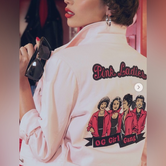 Unique Vintage x Grease Pink Ladies Cropped Denim Jacket, XS, NWT! - Picture 9 of 14